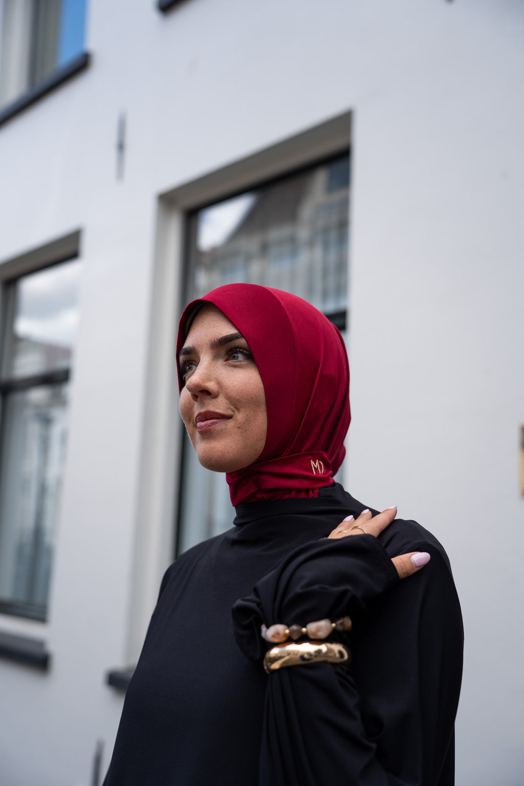 Instant hijab Cherry Red