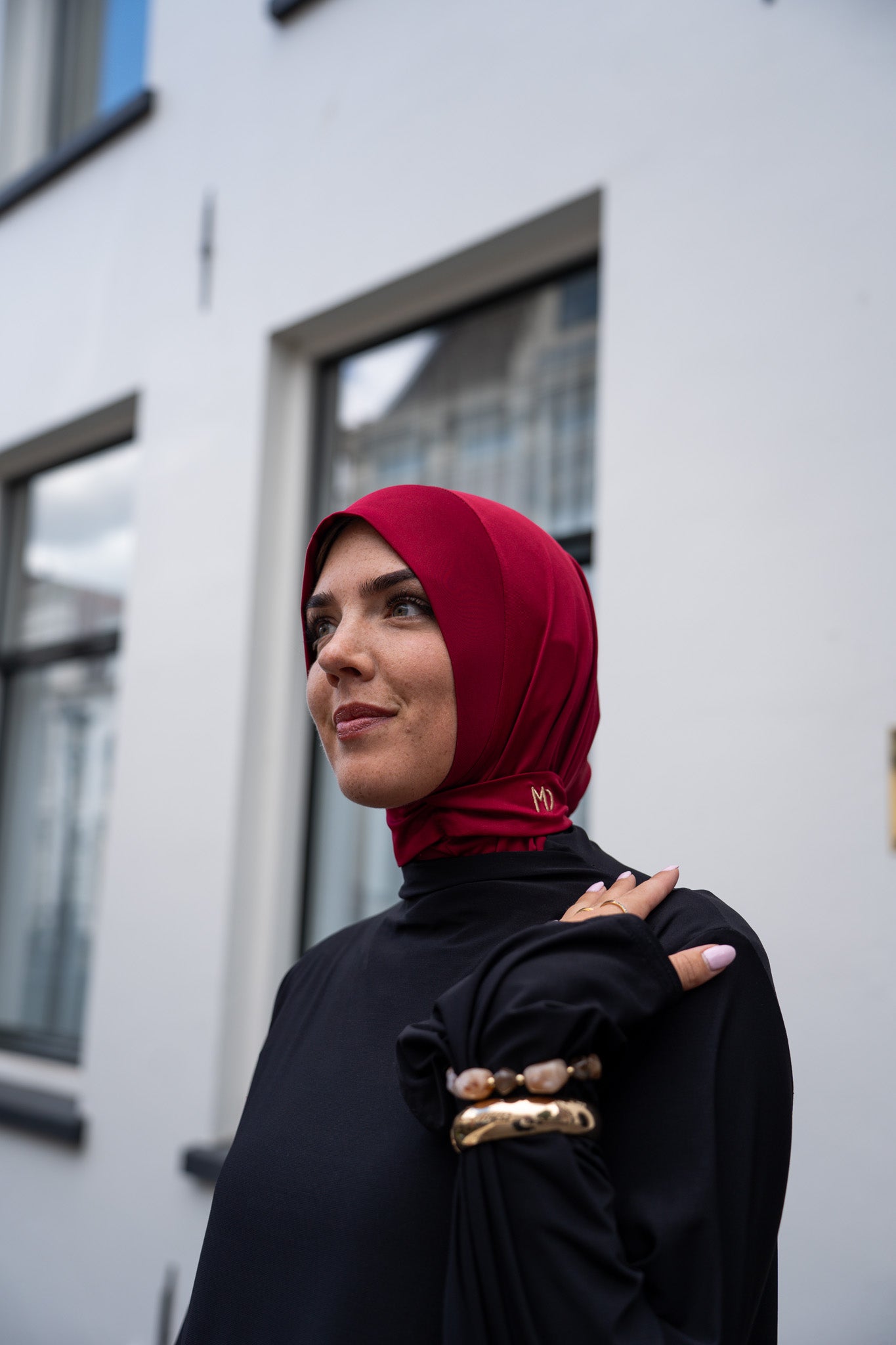 Instant hijab Cherry Red