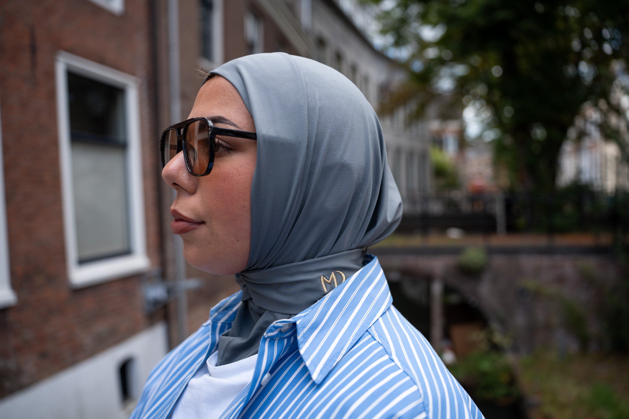 Instant hijab stone grey